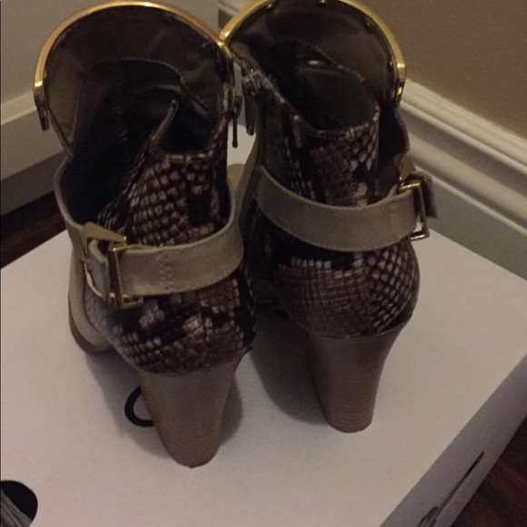 Aldo tan (faux) snakeskin bootie with gold hardware - Picture 4 of 5